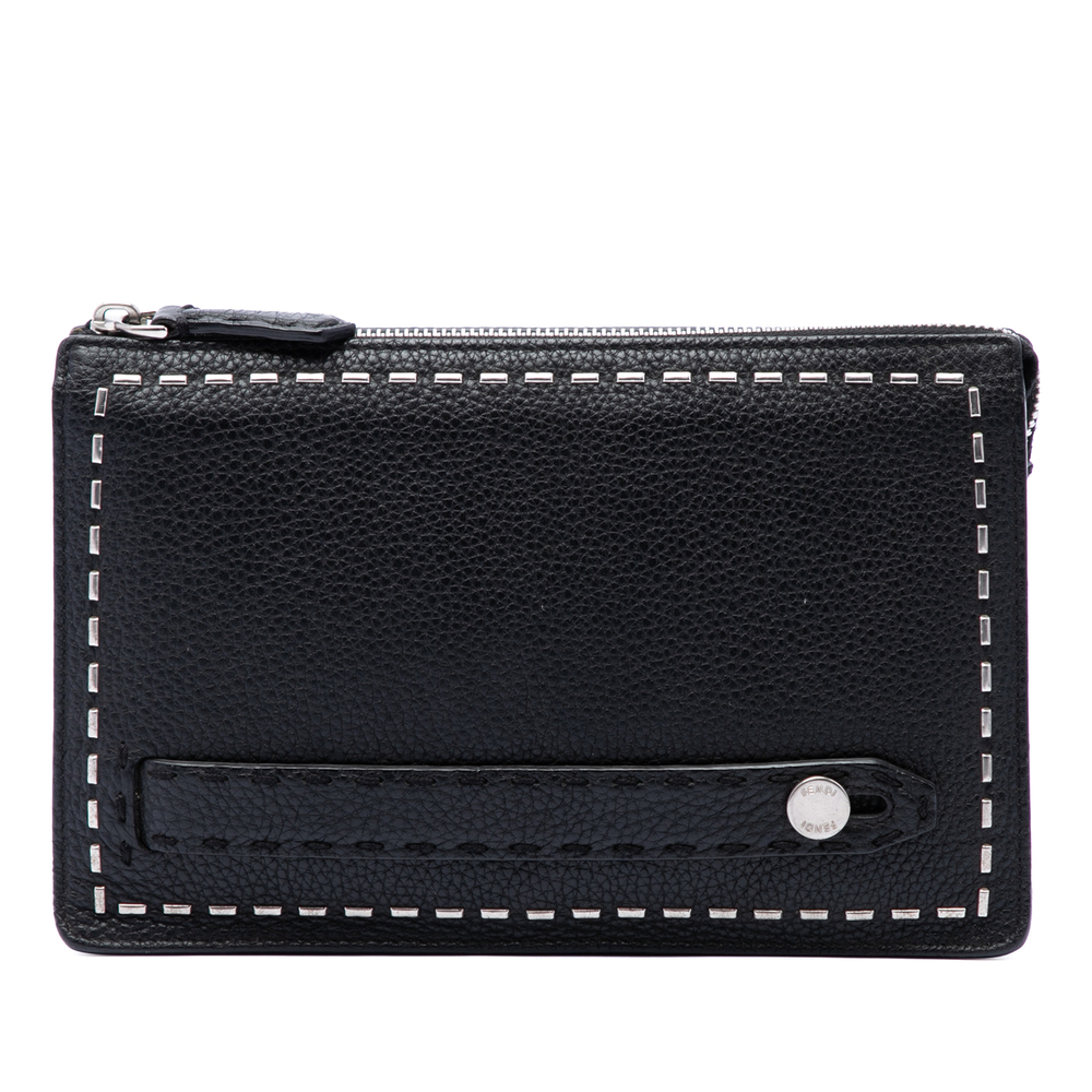 Pre-Loved Fendi Leather Selleria Clutch